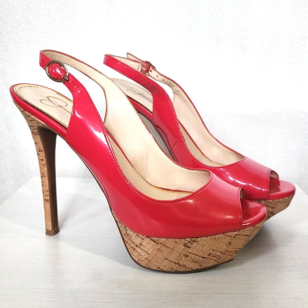 Jessica Simpson Hot Pink Peep-toe Platform Pumps/Heels Size 7.5